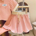 Summer New Girls Clothing Set Patchwork Lapel Polo | SAMAG
