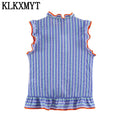 KLKXMYT Women's Shirt Summer Sleeveless Ruffles Short - View 3 | SAMAG