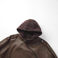 Men's Youth Hooded PU Leather Fashion Locomotive Casual Jacket Large Size Hat Removable