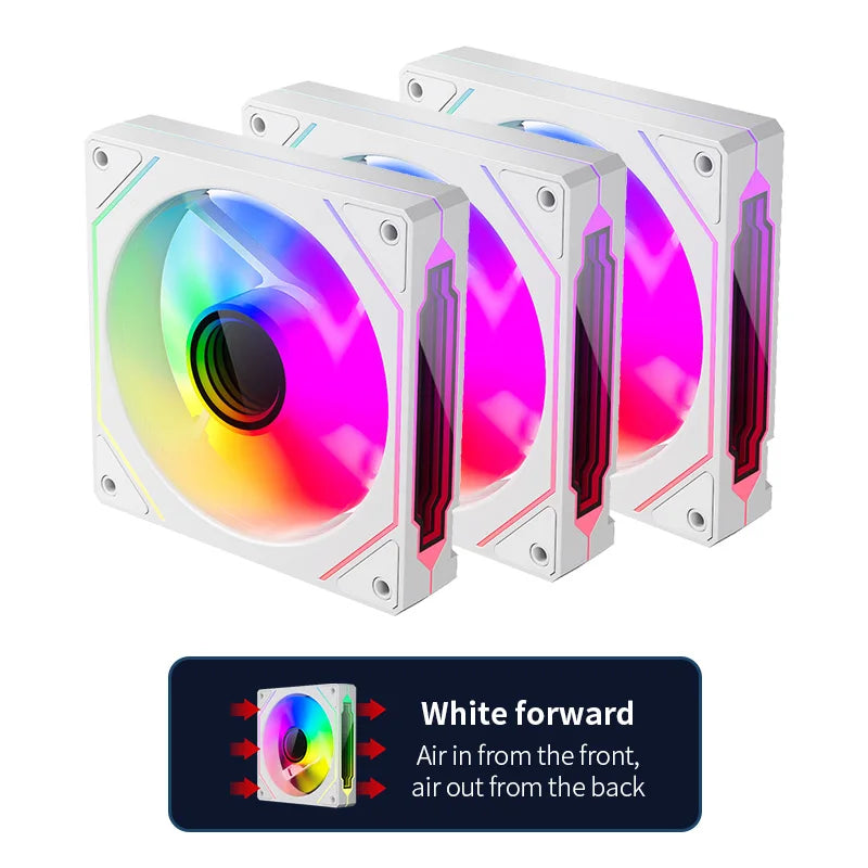 Teucer Infinite Mirror 120mm 5V 3Pin ARGB PC Case FAN 12V 4Pin PWM 800-2000RPM 12cm Chassis CPU Water Cooling Ventilator