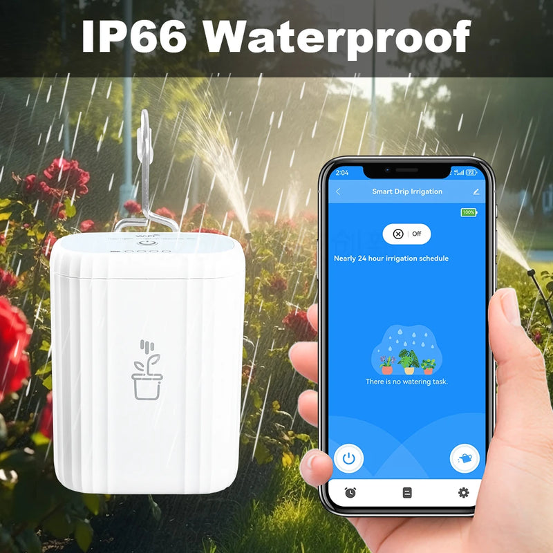 MANHOT WiFi Smart Watering Drip Pump Recharge Battery Irrigation kits Intelligent Sprinkler Drip Irrigation Garden Tools