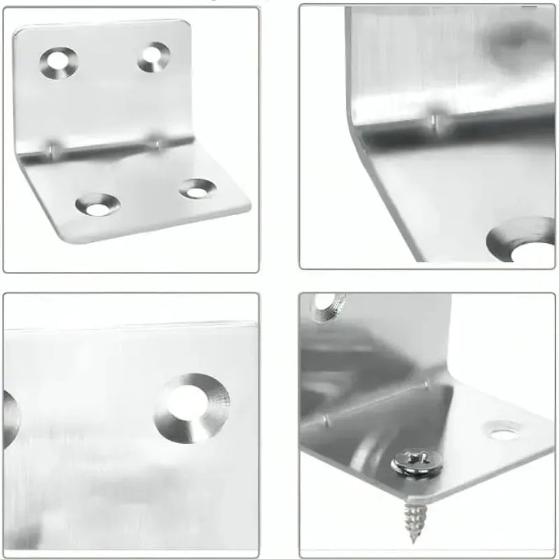 Universal Stainless Steel Corner Bracket 90 Degree L-shaped Right Angle Fixed Brace Fastener For Wood Furniture Bedframe Cabinet