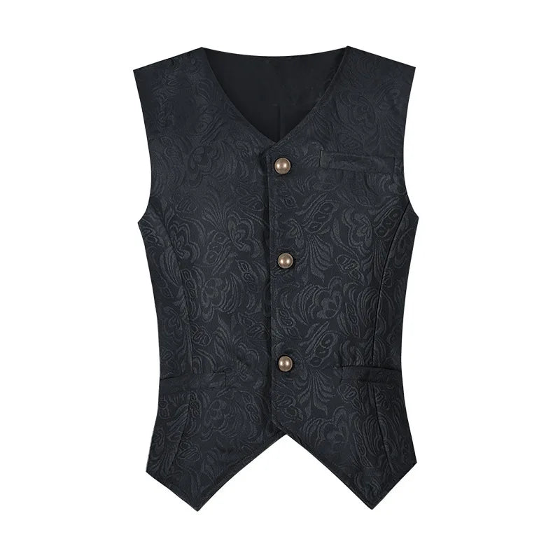 Men's Vests Medieval-Style Vintage Costume Tuxedo Sleeveless Vests European Vintage Stage Halloween Costume Gothic Jacket Set