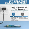 45W PD Fast Charging For Samsung S22 S23 Ultra Note10 Plus Mobile Phone USB Type C Cable Fast Quick Charging Wall Adapter