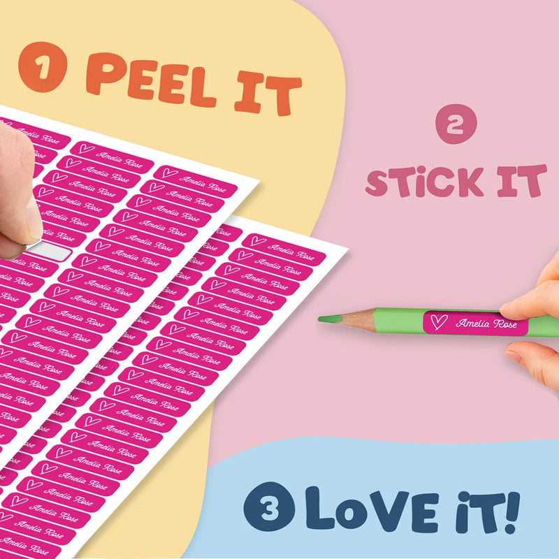 132 Personalized Name Stickers for Kids, Custom Waterproof Name Labels for Bottles, Lunch Boxes, School Supplies