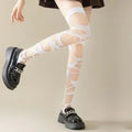 Punk Hollow Fishnet Stockings for Women Spider Web Torn Strap Holes Tights Girls Lolita Ragged Pantyhose Party Socks Pantyhose