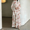 Horetong Muslim Abaya Robe Women Marble Print Chiffon V | SAMAG