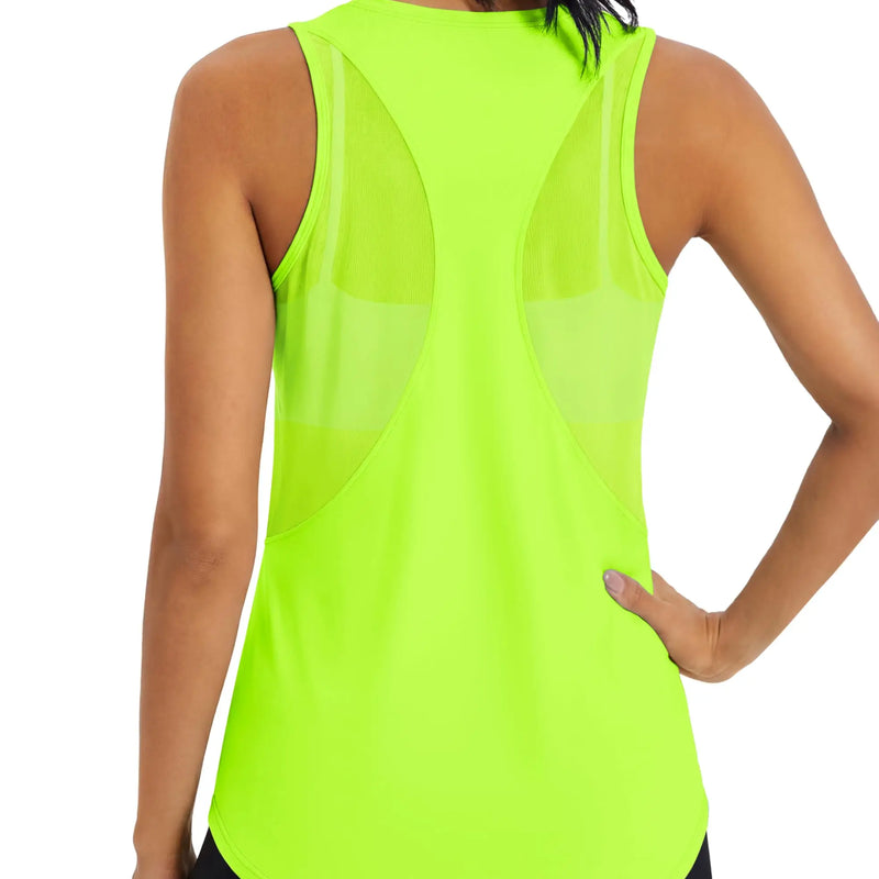 TACVASEN Womens Mesh Racerback Workout Tank Top Yoga Sleeveless Shirt High Low Curved Hem Quick Dry Breathable Athletic Vest