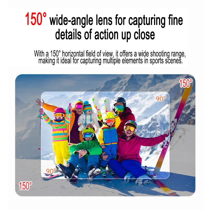 5K Action Camera 4K60fps 2.0'' Touchscreen Recording Cam Body Waterproof 6 Axis EIS Sport Camera Motorcycle Bicycle Helmet