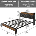 ANCTOR Twin/TwinXL/Full/Queen/King/CaliforniaKing Bed Frames, Storage Headboard with Outlets, No Noise, No Box Springs Needed