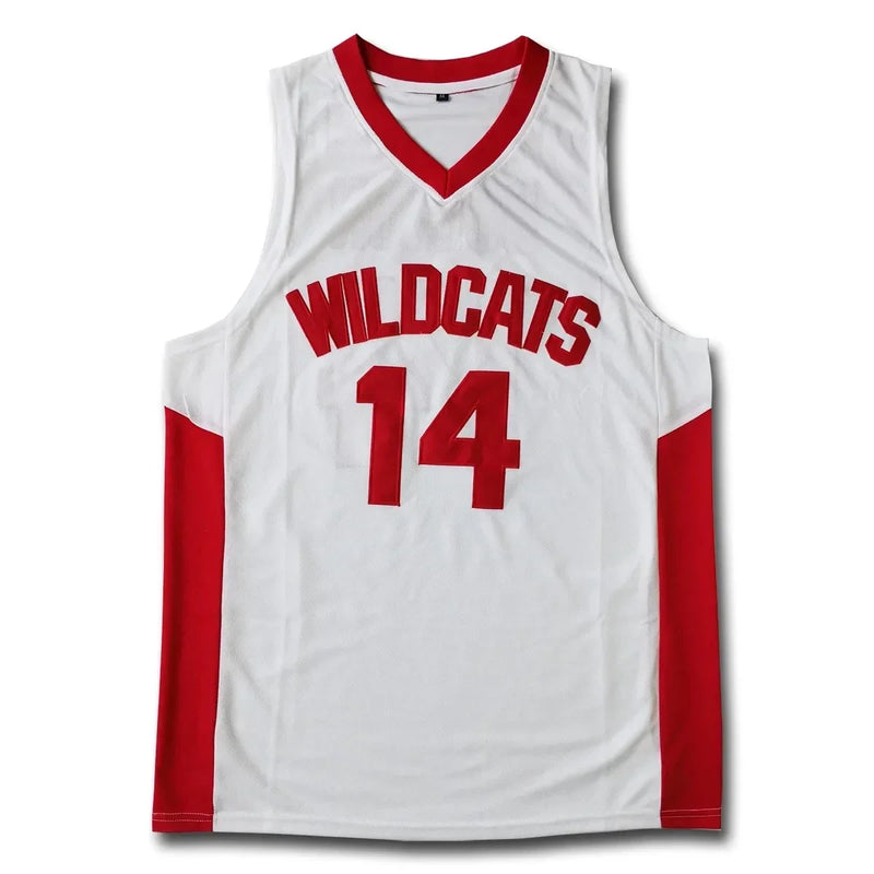 Zac Efron Troy Bolton East High School Wildcats No 14  Red  Retro Basketball Jersey Men Stitched Embroidere Jerseys Sport Shirt