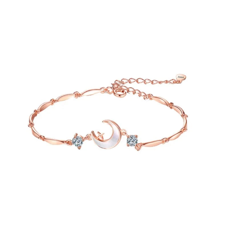 VENTFILLE 925 Sterling Silver Zircon Love Heart Bracelet For Women Bowknot Stars Bead Snake Bone Chain - Visuel 28 | SAMAG