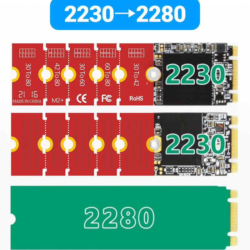 JEYI M.2 NGFF NVME SSD Extension Bracket Transfer 2230 2242 2260 2280 Length Extend Adapter Bracket Card Plate Change Long Size