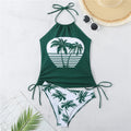 Sexy Solid Print Tankini Set Tied Halter Bikini Swimsuit | SAMAG