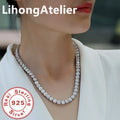 New 925 Sterling Silver Necklace 6mm Aaa Zircon Tennis Suitable For Women And Men Jewelry Gift - Visuel 5 | SAMAG