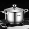 LFGB Certificated Ultra Thick 304 Stainless Steel Kitchen Stockpot Accurate Scale Stewpot Tempered Glass Saucepot for Kitchen