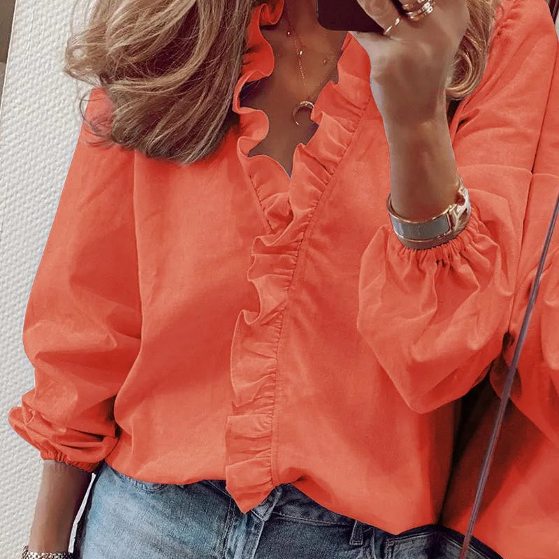 New European and American Long Sleeved Ruffled Shirt - View 6 | SAMAG