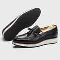 Men's Calfskin Leather Tassel Loafers Casual Flat Shoes Handmade Stylish and Comfortable Suitable for Office Street Wear