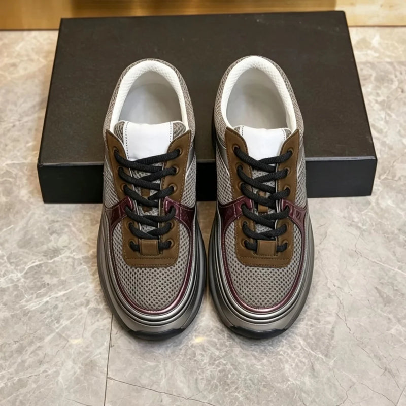 Vintage Low Top Leather Sneakers for Men Breathable Non-Slip Athletic Shoes Daily Wear Fashion Casual Trainers