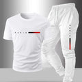 Spring/Summer Paris Letter Printed Round Neck Casual Comfortable Breathable T-shirt with Drawstring Outdoor Sports Pants Set