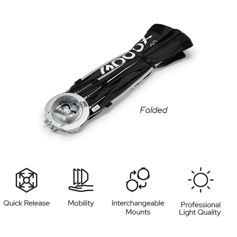 Godox EazyFlow Series Octagon60/90/120/150cm Rectangle4040/4560/4090/6060/6090cm Foldable Quick Setup Softbox for Photography