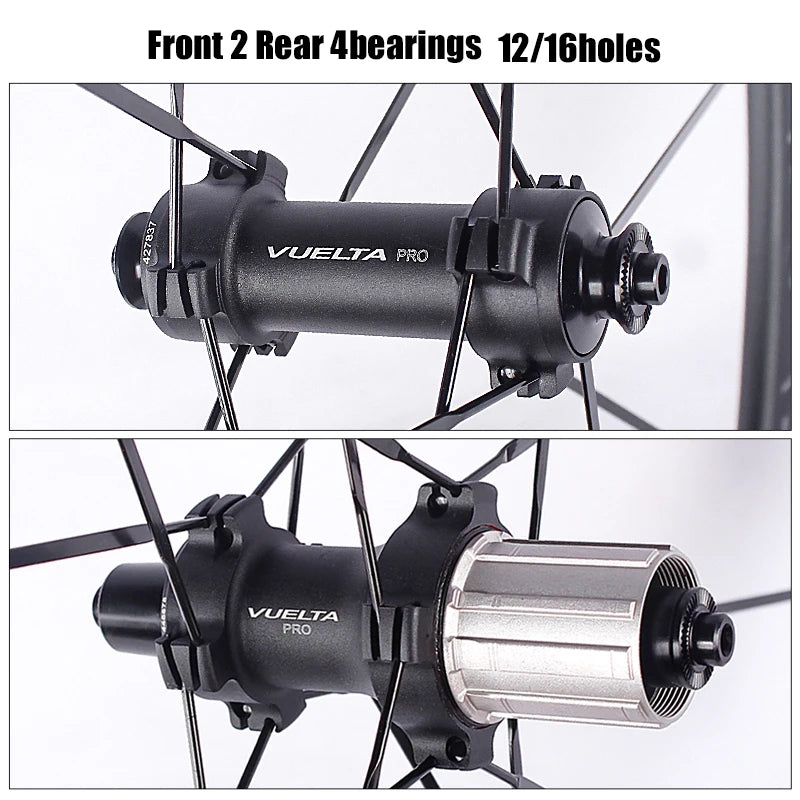 VUELTA Road Bicycle 700C Wheel Set Ultra Light Aluminum Alloy 4-Bearing Straight Pull 100/130mm Bicycle Wheel Set