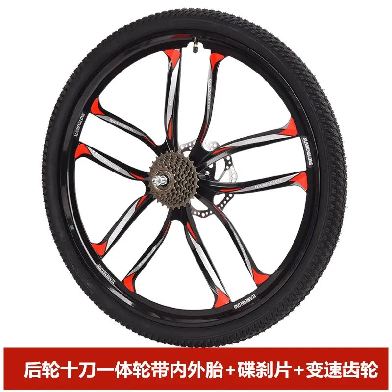 Mountain Bike Wheel Set  24 26 Inch One-Piece Wheel Rims Bicycle Wheels with Disc Brake And Shifting Function