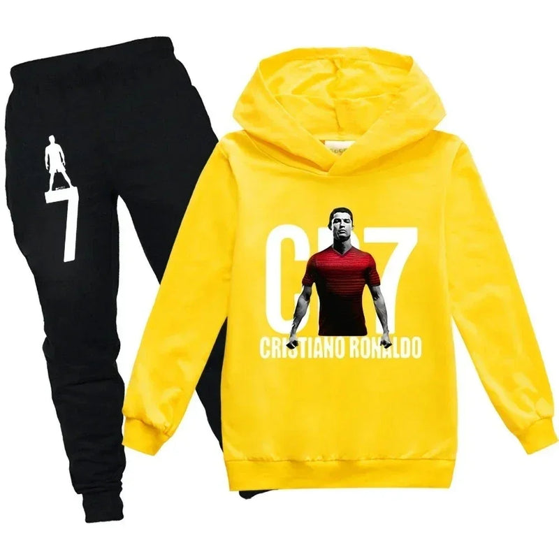 3-12 Years Spring Autumn Football CR7 Print Hoodie+Pants | SAMAG