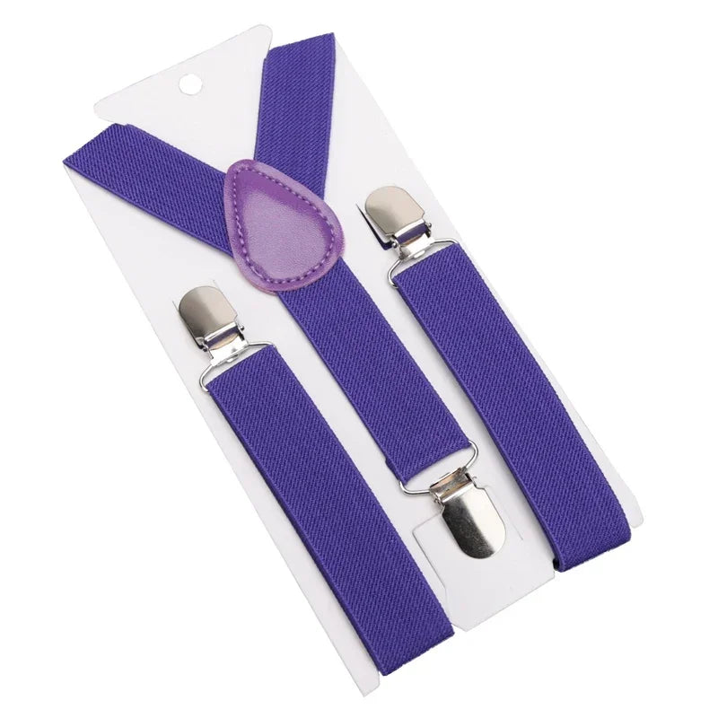 Solid Color Kids Suspenders with Fashion Children Boys Braces Girls Elastic Adjustable Suspenders Baby Wedding Ties Accessories