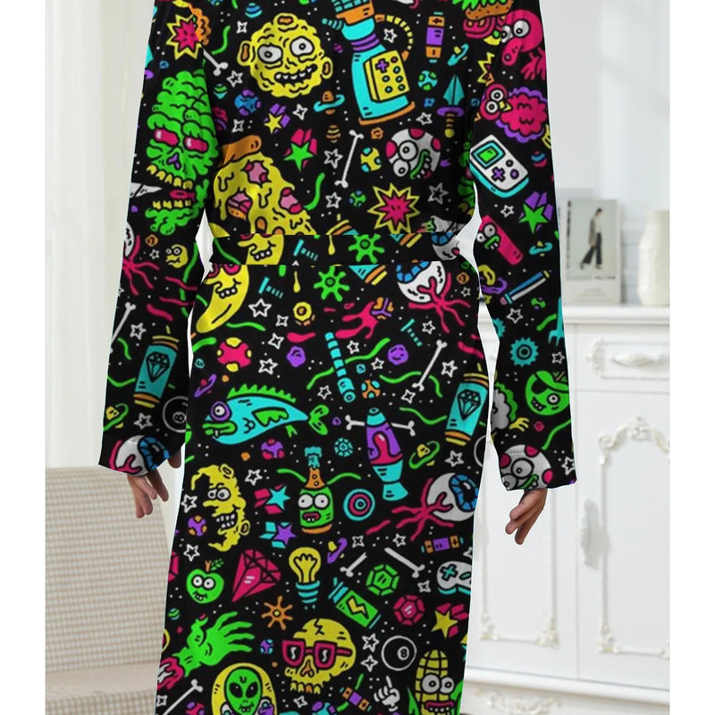 Spring and Autumn Digital Printed Men's Sleeper Robes, Fashionable Casual Sleeper Robe Quick Drying Nightie for Men