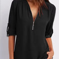 Women Cool Loose Shirt Deep V Neck Chiffon Fashion Blouse - View 12 | SAMAG