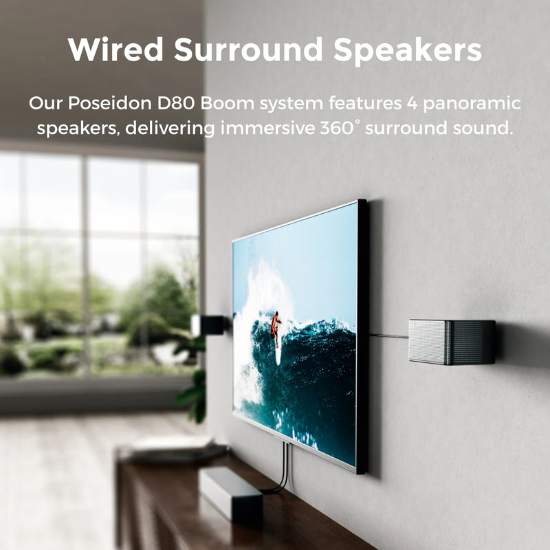 ULTIMEA Poseidon D80 Boom 7.1ch Soundbar with Dolby Atmos, the Upgraded Wireless Subwoofer & 4 Surround Speakers, APP Control