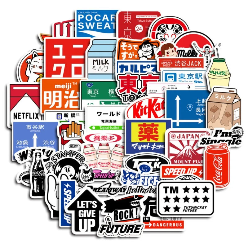 50 Pieces Tokyo Story Cartoon Stickers - Waterproof DIY Decals for Luggage, Laptops & Photo Albums RecordingYourLife Store