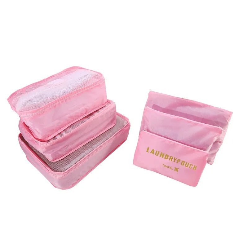 1/6pcsTravel Storage Bag Set for Clothes Tidy Organizer Wardrobe Suitcase Pouch Travel Organizer Bag Case Shoes Packing Cube Bag
