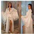 Women Robes Sleepwear Kimono Pajamas Pure Long Black Silk | SAMAG