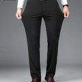 Winter Fleece Warm Business Formal Pants Men Classic Work Office Grey Elastic Waist Suit Thicked Thermal Trousers Plus