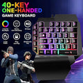 JOMAA Wired One Handed Gaming Keyboard Rainbow LED Backlit 40 Keys Portable Mini Gaming Keypad Ergonomic Game Controller