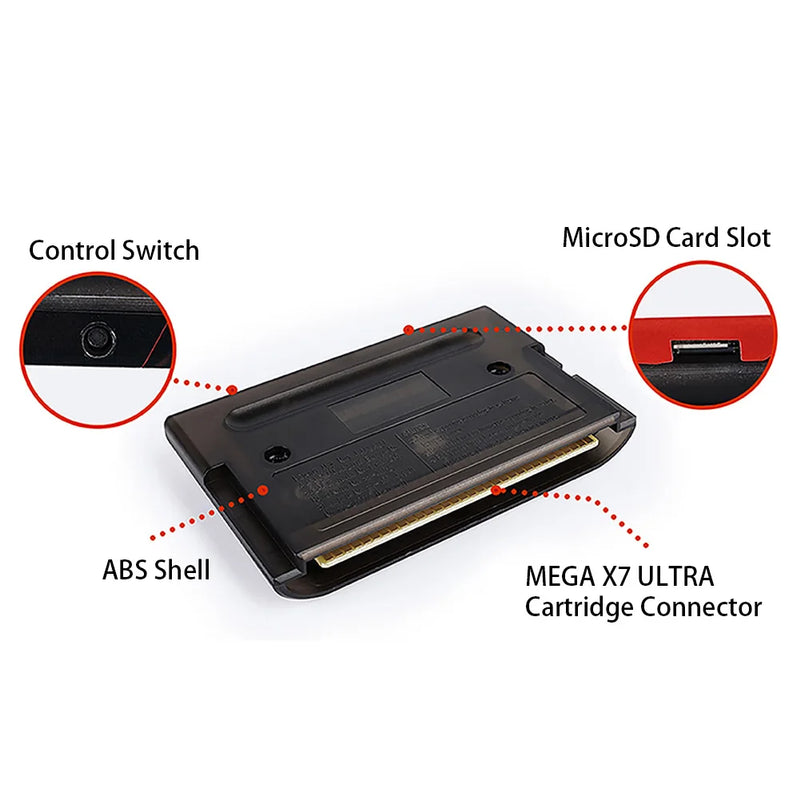 LED Light Mega X7 Ultra Instant Save  Game Cartridge for SEGA GENESIS Mega Drive MegaDrive Game Console With Manual Support 32x