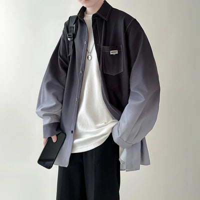 Men's shirt Gradient Plicated Long Sleeve Loose Korean | SAMAG