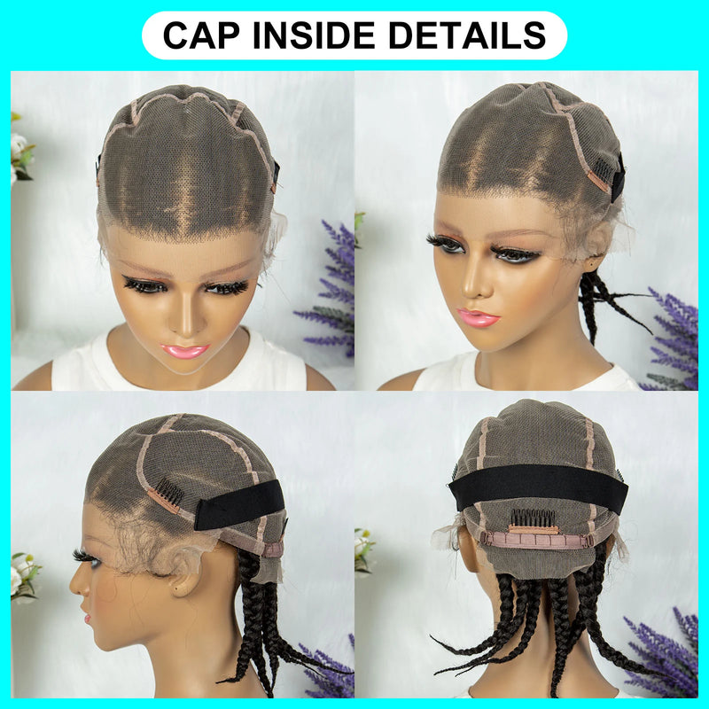 14Inch Synthetic Full Lace Braided Wigs Cornrow Braids with Baby Hair Lace Frontal Handmade Twisted Braids Wigs for Black Women
