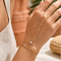 Stainless Steel Hand Chain Ring Bracelet for Women, Adjustable Gold Plated Double Layer Finger Summer Party Jewelry | SAMAG