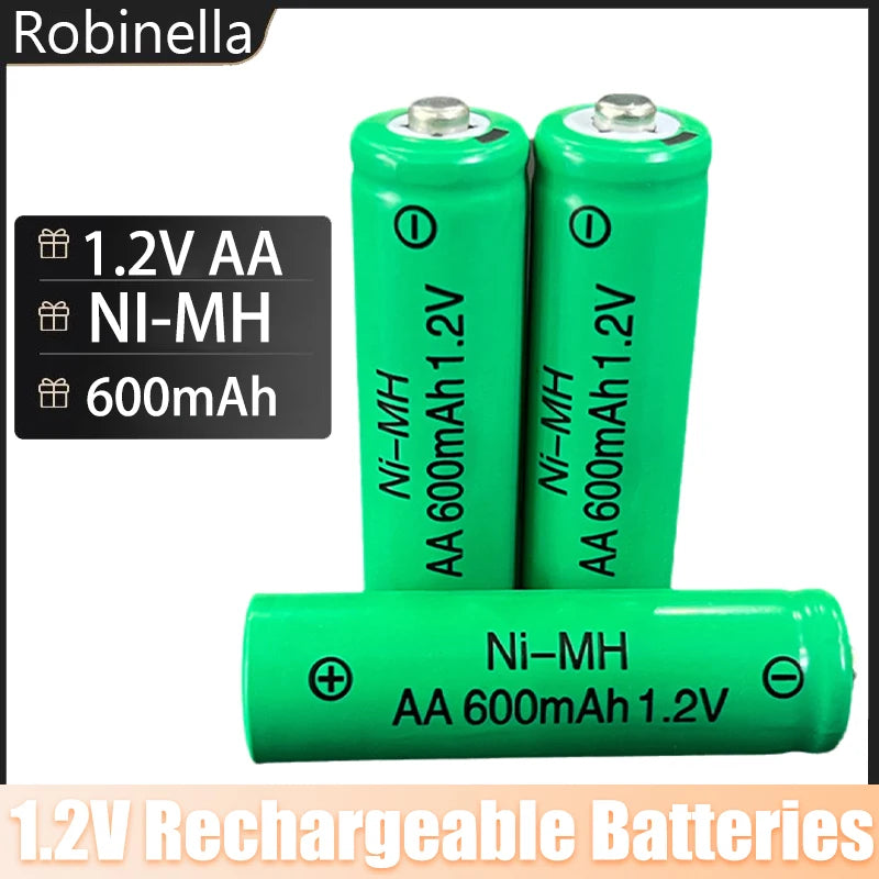 1.2V AA 600mAh Ni-MH Rechargeable Battery High Capacity Cells for Remote Control, Mouse, Toy, Flashlight, MP3 Player, 1-20PCS