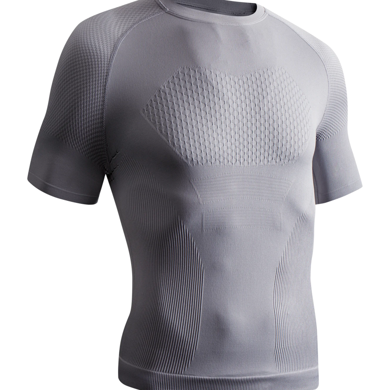 Men 3D Muscle Shaping Compression Tee Knitted Short Sleeve Shaperwear Gym Running Fitness Body Shaping Sport T-shirt