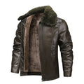 2025Plush Thickened Faux Leather Jacket Men's Fur Collar  Jacket Windproof   Waterproof Business Jacket Winter motorcycle jacket