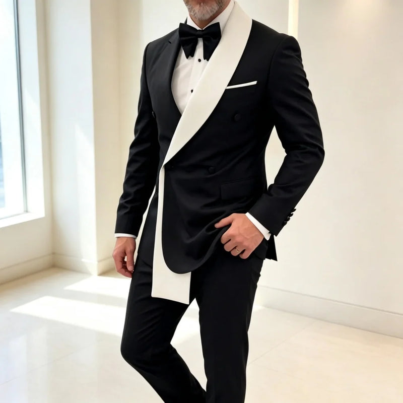 Mix Colors Double Breasted Custom Made Men Suit Set Separates 2 Pieces Jacket Pants for Wedding Groom Tuxedo for Prom Party