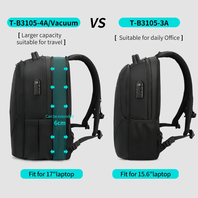 Tigernu Vacuum Backpacks Compression Travel Backpacks 15.6-17 Laptop Backpack Men TSA Anti Theft Backpacks Expandable Schoolbag