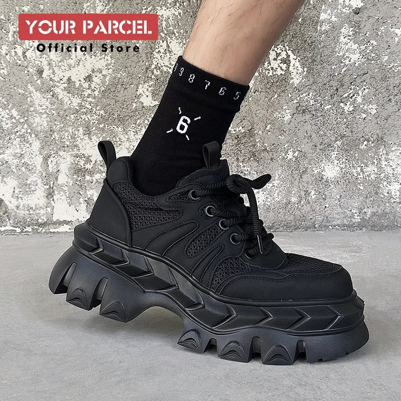 Height increasing 7CM men's shoes IG dad shoes sporty and versatile  summer breathable mesh thick sole derby shoes