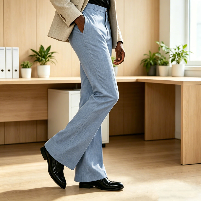 Men's Linen Flare Suit Pants Retro High Waist Slim Fit - View 5 | SAMAG