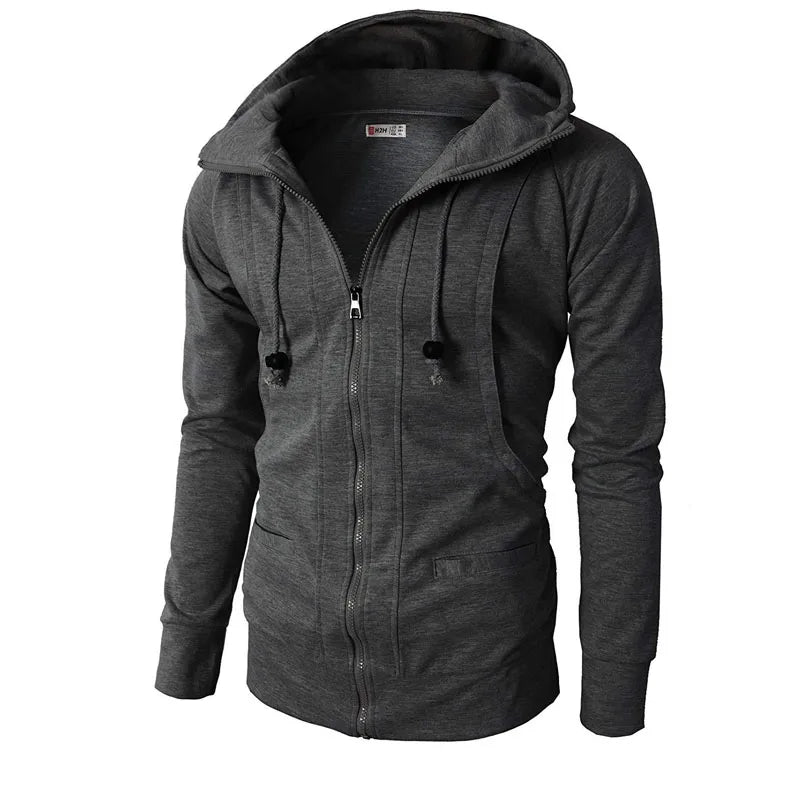 2025 Men Hoodies Sports Jacket Zipper Fitness Hooded Men's Sweatshirt Casual Male Solid Color Spring Outerwear Clothing MY042