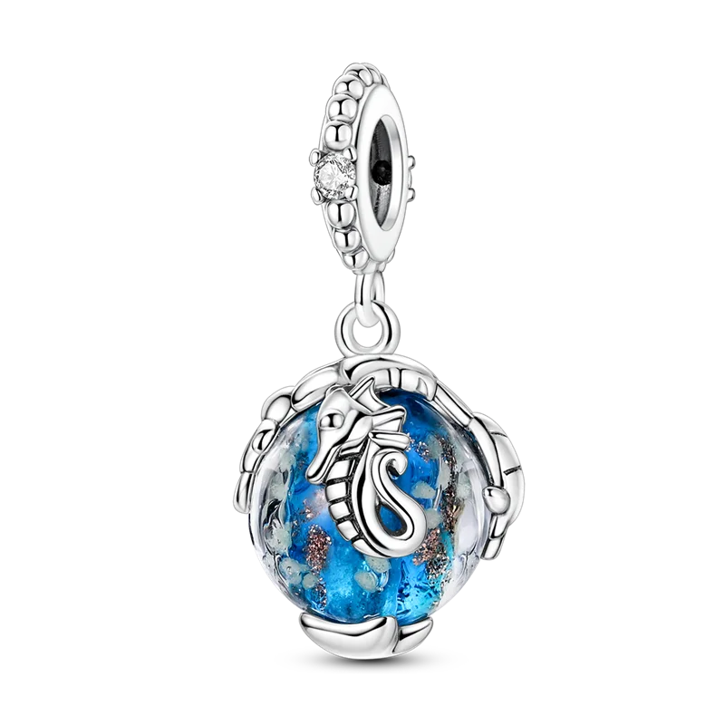 925 Sterling Silver Ocean Theme Charm Beads For Women Blue Wave Dolphin Seashell Compatible Summer Beach Vacation Jewelry
